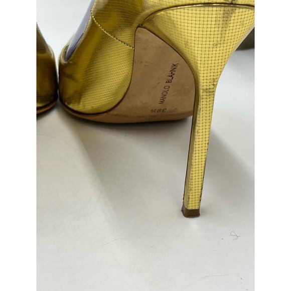Stuart Weitzman Gold Foil Dagger  Sabbia Glitter Pointed Toe Heels SZ 39.5/9 - Picture 4 of 15